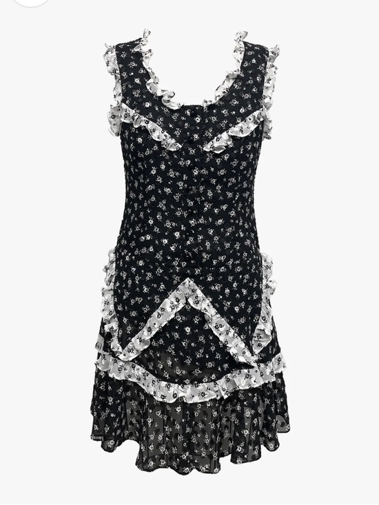 Anna Sui Dresses & Skirts - Anna Sui Ditsy Dot Chiffon Ruffle Mini Dress (Size 0) NWOT